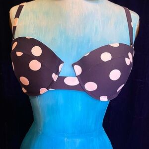 Sea level Australia navy blue and white classic polka dot underwire Demi size 12